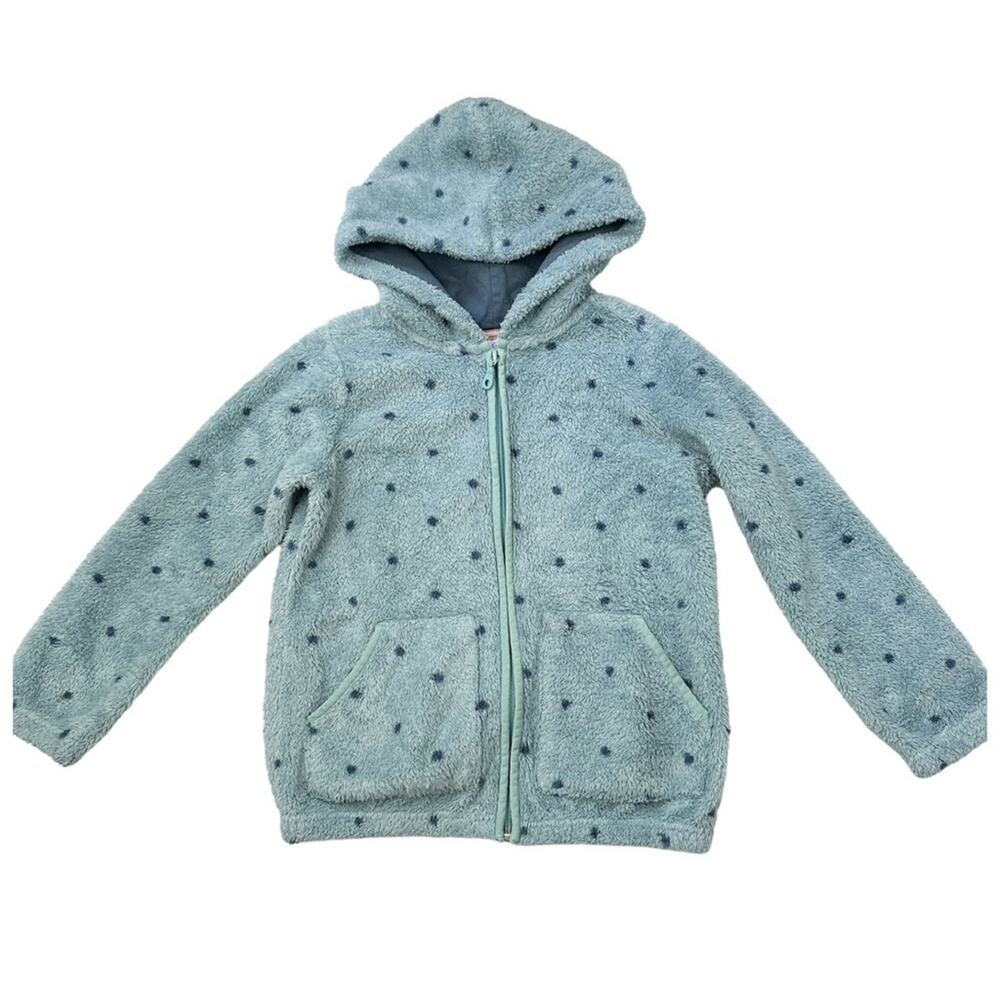 Hanna Andersson Girl’s Blue Stars Fuzzy Jacket size 130 Elastic Waist SIZE 8